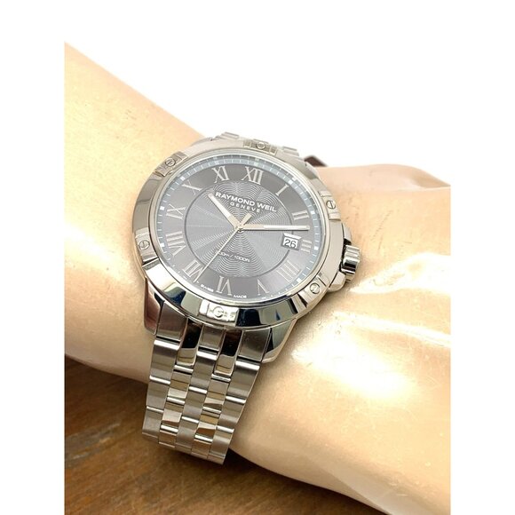 Raymond Weil Men's Watch 8160 Tango Swiss Quartz Gray Dial Date Silver Stainless - Picture 6 of 15